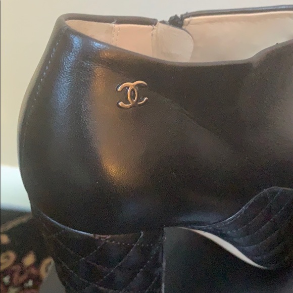 SOLD CHANEL NWT Chanel Black Lambskin Bootie. 38 - Picture 4 of 7